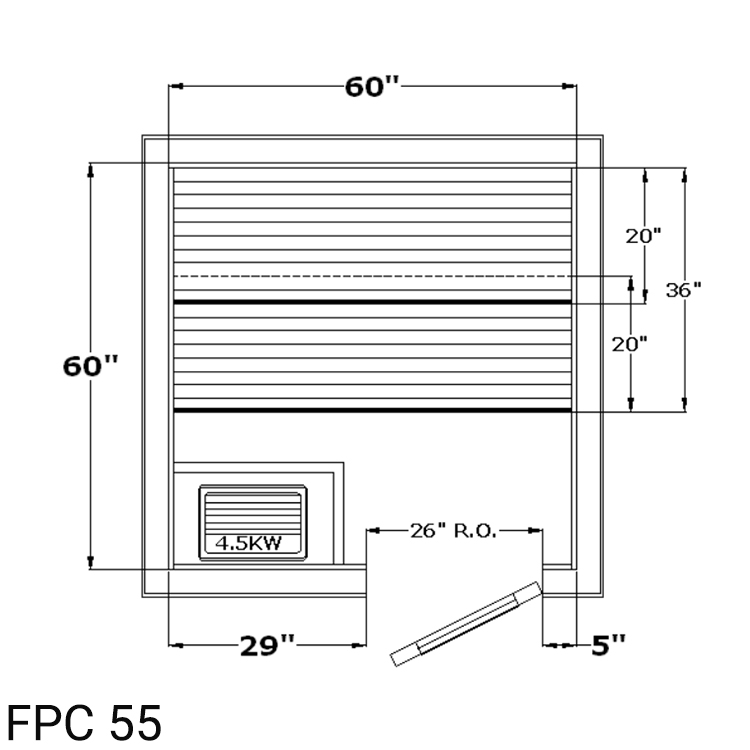 Finlandia FPC 55 DIY Sauna Kit 5' x 5'