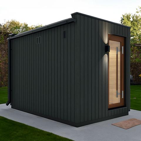 Saunum AirCube Double PreBuilt Outdoor Sauna Cabin Rear