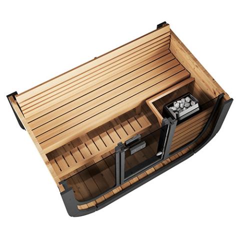 Sauna Life Cube Luxury CL4 Outdoor Sauna Kit Cutaway