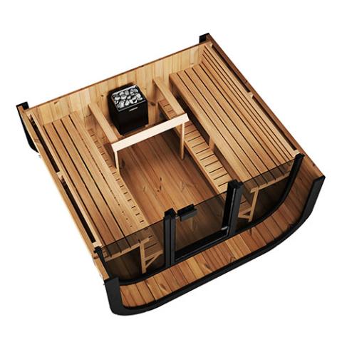 SaunaLife Luxury Cube 7 Backyard Sauna Kit Cutaway